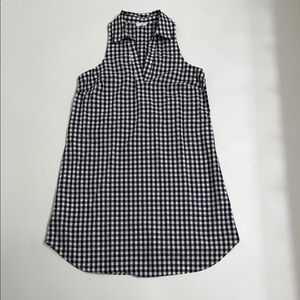 Spense Navy Gingham Sleeveless Shirt Dress Cotton Check Tunic Size 6
